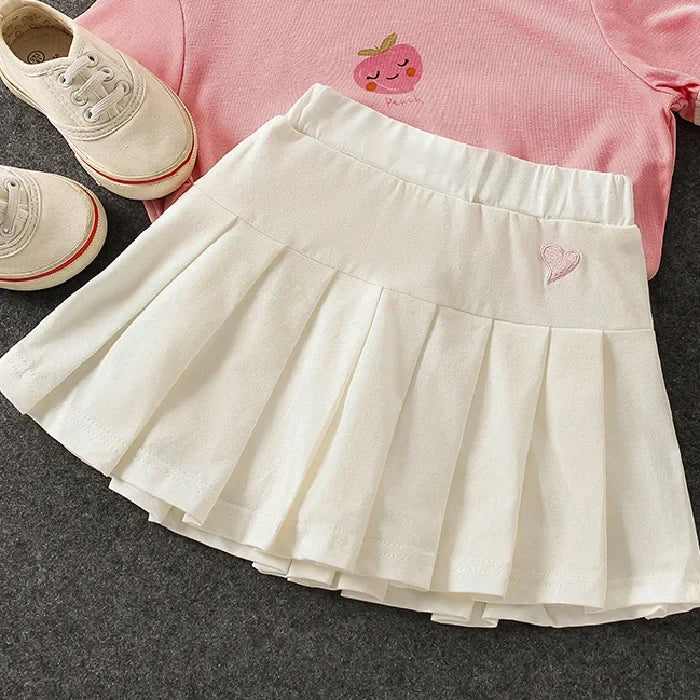 Girls' New All-Match Pleated Culottes Medium And Small Children'S Summer Skirt With Inner Safety Pants Student Uniform Skirts