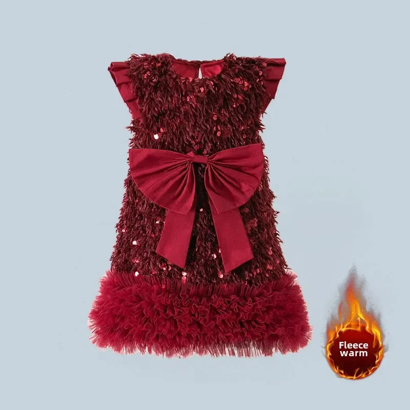 Baby Girls TUTU Dress Kids Children Vest Dress Bow Sequins Sleeveless Casual Dresses Spring Autumn Clothes 2-6 Years L392/L429