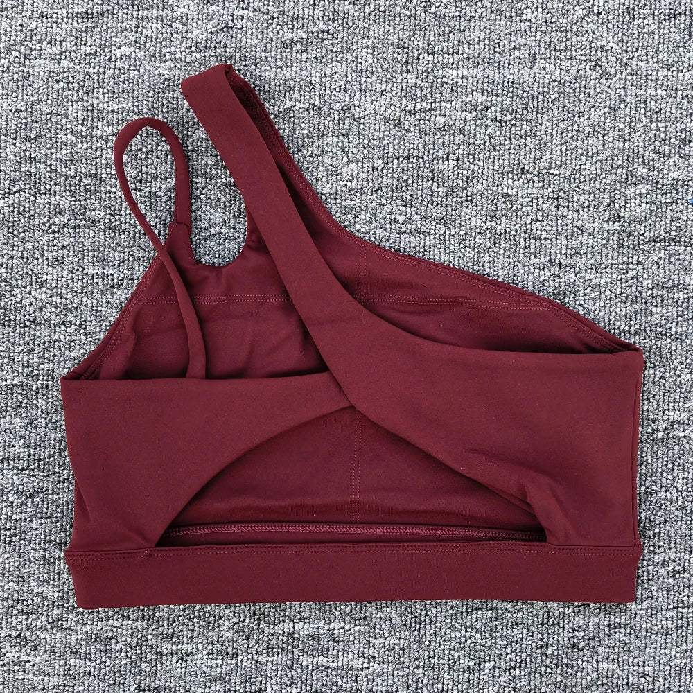 Women Shockproof Sport Bra Women's Beautiful Back Gym Sports Underwear Women Oblique Shoulder Straps Running Fitness Yoga Bra 
