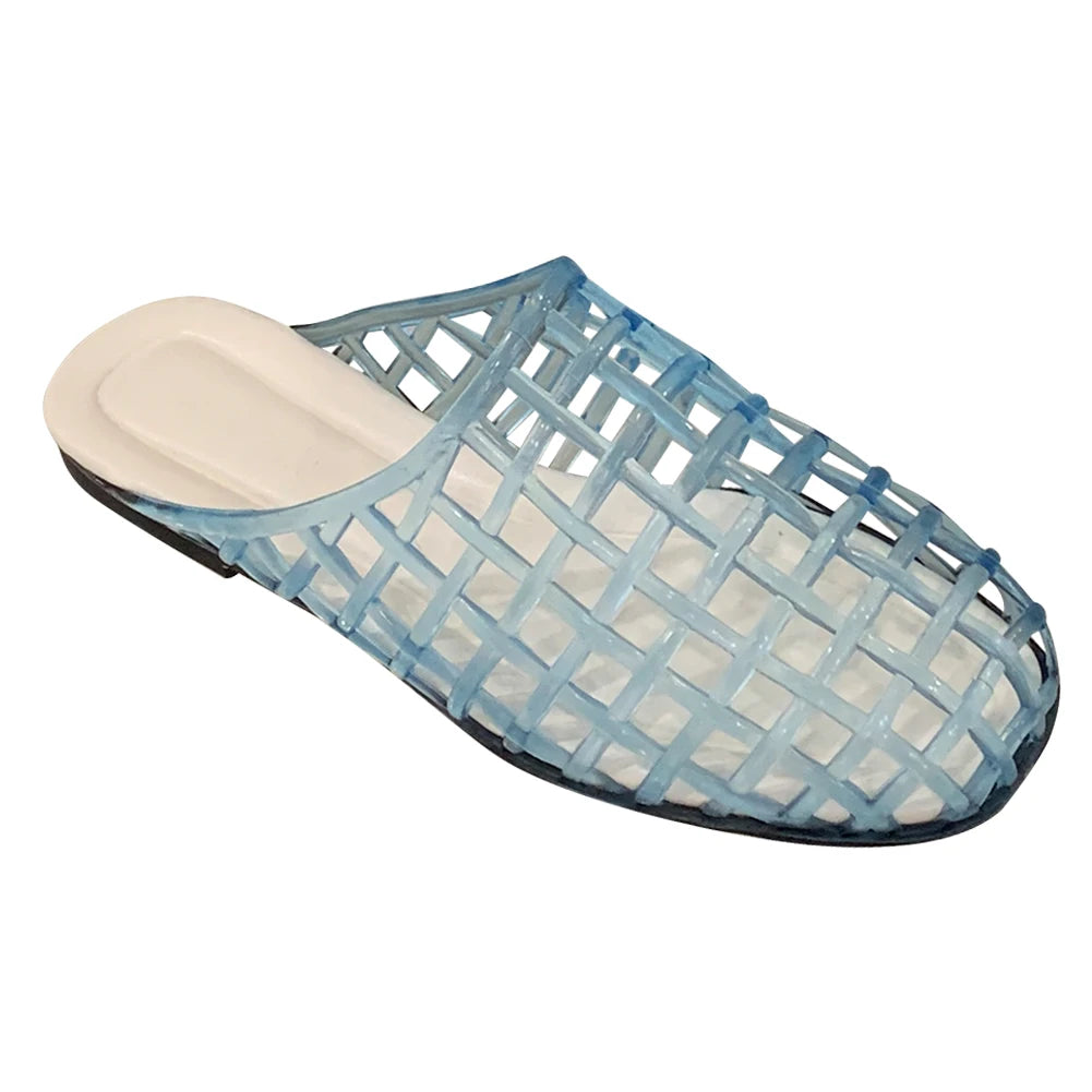 Women Jelly Flats Fashion Slip-On Flats Lightweight Hollow Out Ballet Flats Breathable Casual Flat Sandals for Outdoor Travel