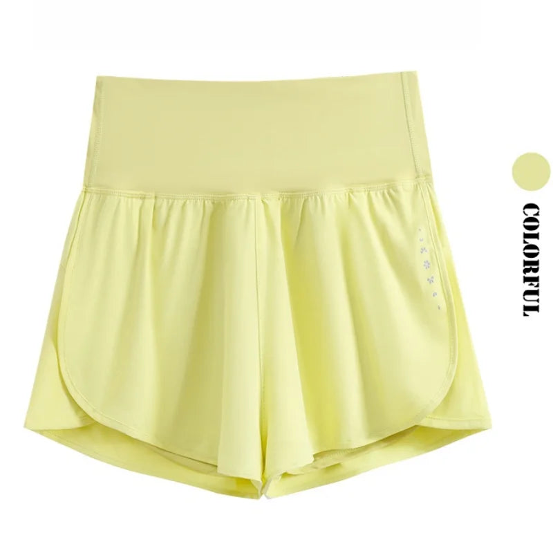 Women Yoga Shorts High Waist Double Layer Running Gym Shorts With Pocket Summer Sportswear Fitness Clothes Jogger Short New
