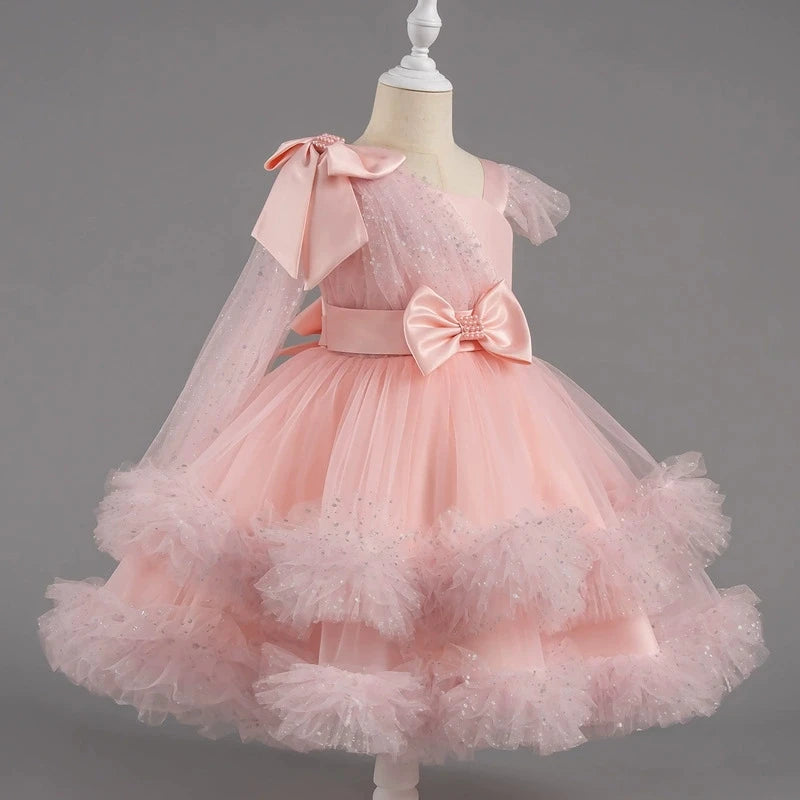 Fashion Solid Color Girl Princess Dress Lace Sleeveless Bow Dress for Girls Summer New Kids Girls Party Dresses 1-9 Years