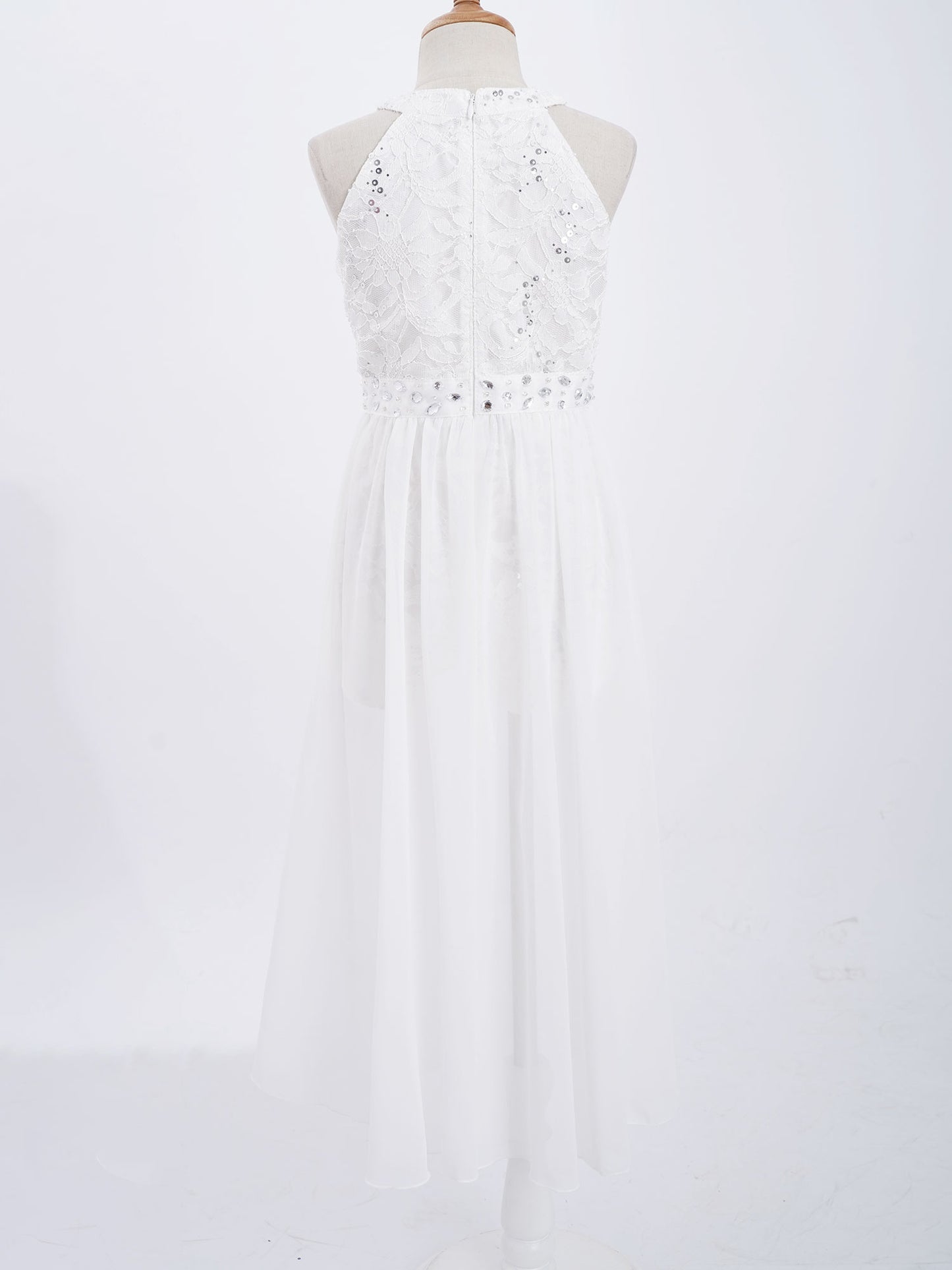 Children's Girls Maxi Romper Dress Sleeveless Floral Lace Rhinestone vestidos Kids Performance Dance Dress Girls Summer Dress