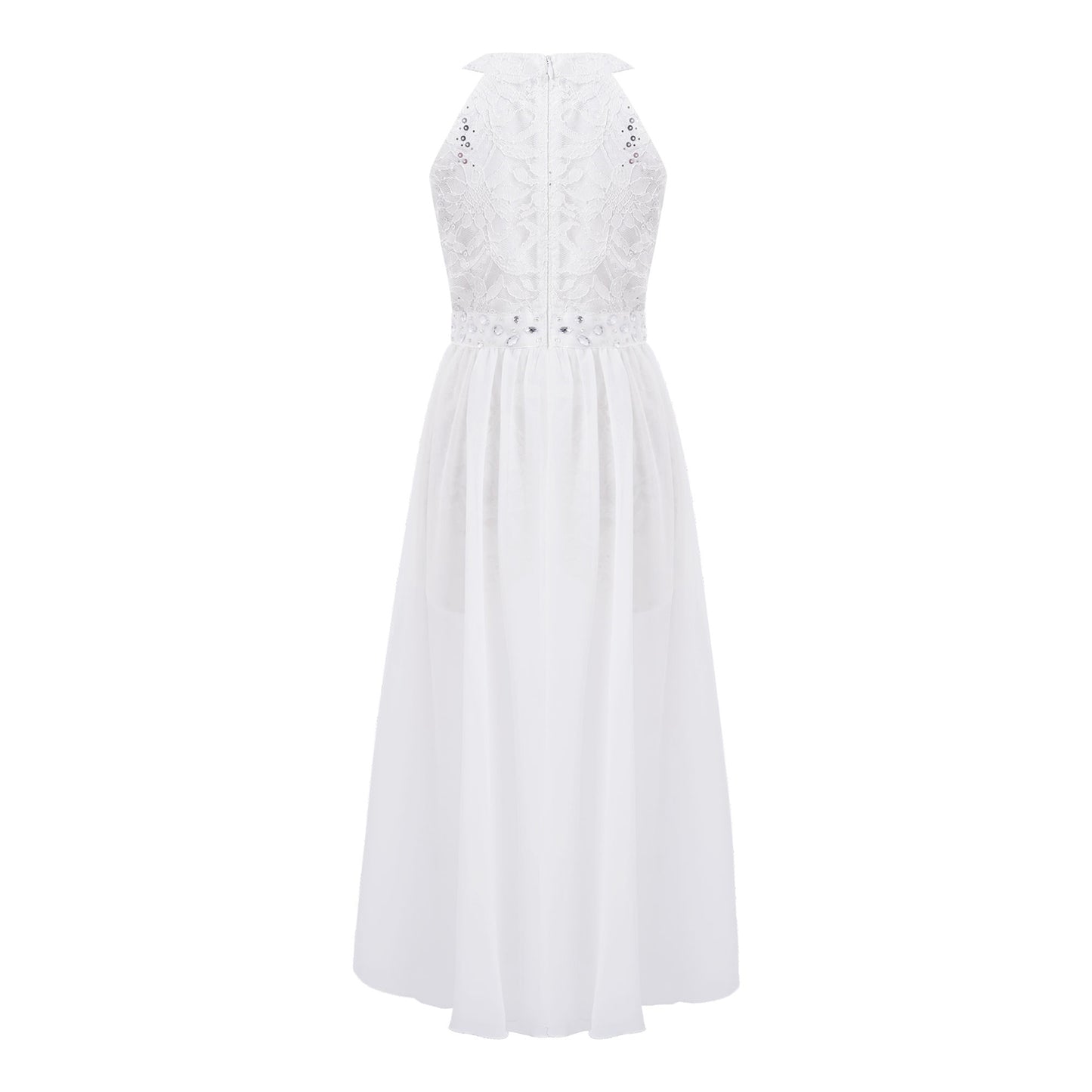 Children's Girls Maxi Romper Dress Sleeveless Floral Lace Rhinestone vestidos Kids Performance Dance Dress Girls Summer Dress