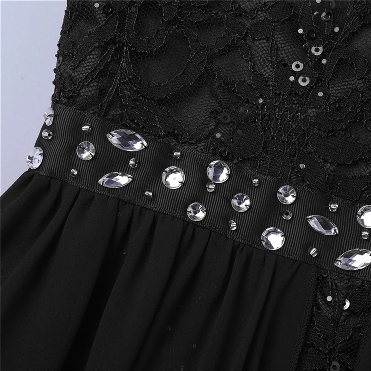 Children's Girls Maxi Romper Dress Sleeveless Floral Lace Rhinestone vestidos Kids Performance Dance Dress Girls Summer Dress