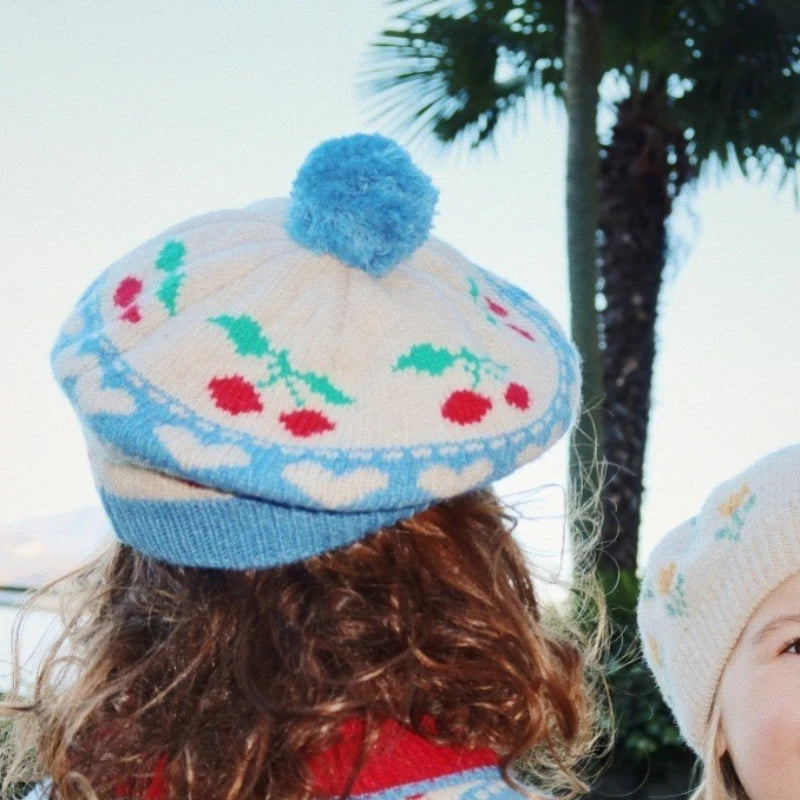 Konges Slojd Winter Baby Girls Cherry Knitted Dress Cardigan Sweaters Kids Clothes Girls Knitwear Denim Dress Coats Jeans Suits