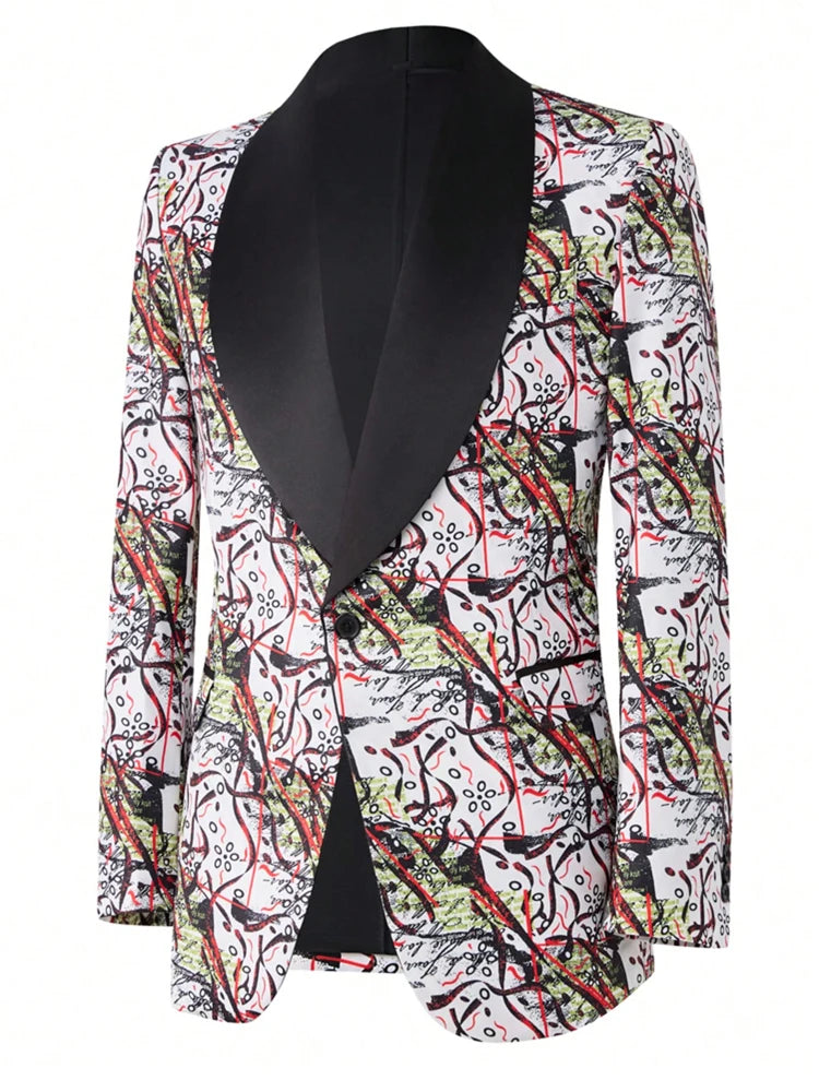 Men's single-breasted suit set in various colors, featuring a slim-fitting fashionable jacket with a lapel, and a dress set