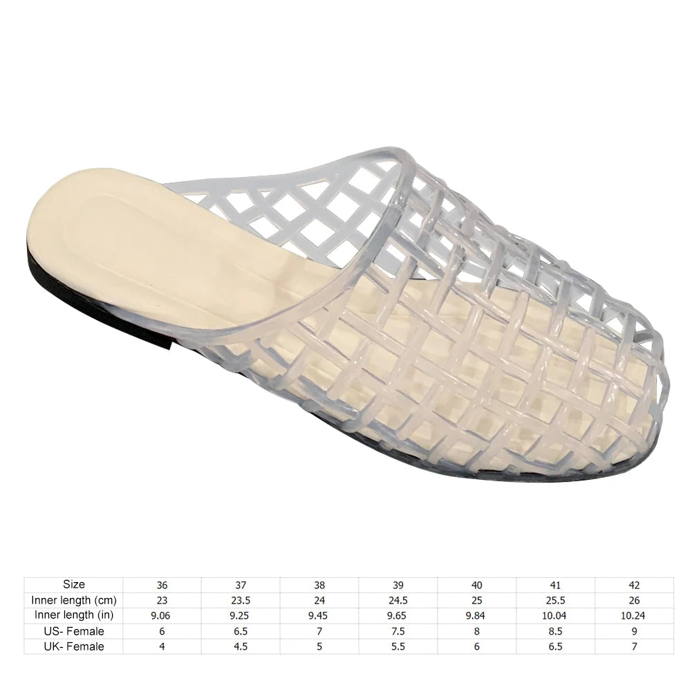 Women Jelly Flats Fashion Slip-On Flats Lightweight Hollow Out Ballet Flats Breathable Casual Flat Sandals for Outdoor Travel