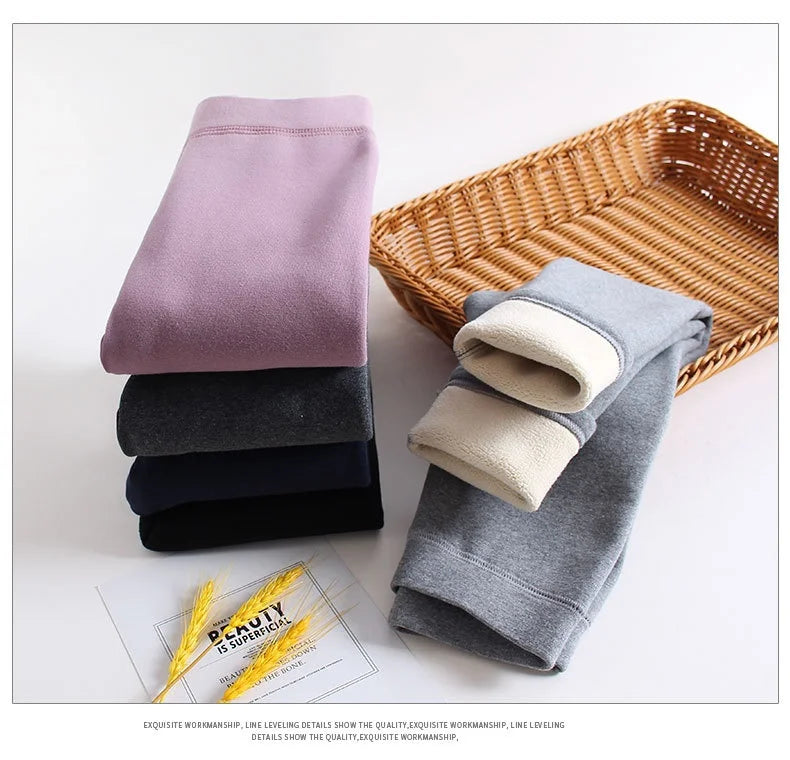 Girls Leggings Boneless Fleece Thickened Autumn Winter Fleece Pants Children's Leggings Winter Solid Color Trousers Outer Wear