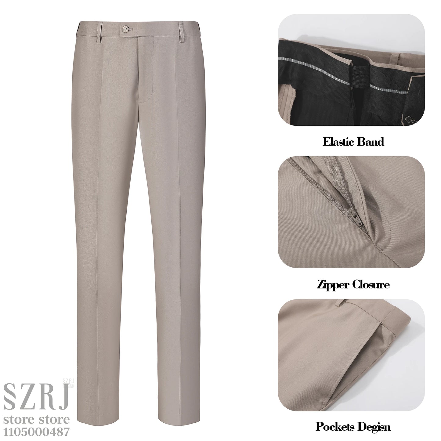 Men's 4-Piece Suit: Jacket+Vest+Pants+Black Tie. V-Neck, Gentleman Style, Premium, Tailored. For Business, Parties, Weddings.