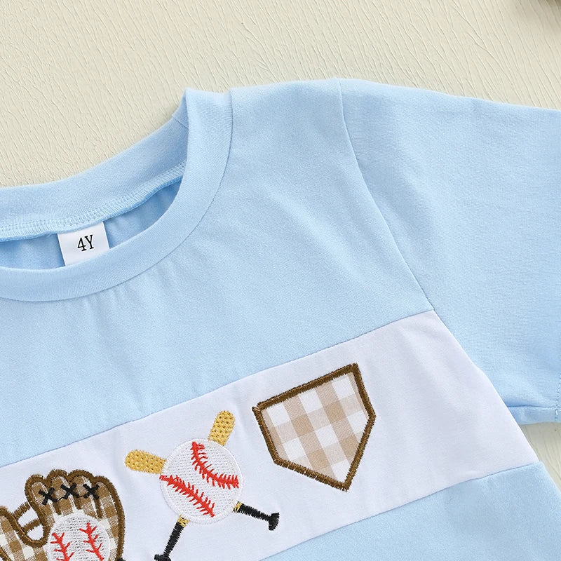 Boys Summer Outfit Set Short Sleeve Graphic Tee with Denim Shorts Toddler Set Casual Clothing for Kids