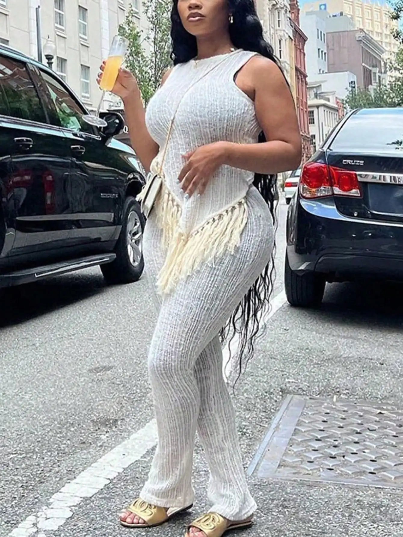 Christmas Gift Women's Sleeveless Tassel Two-Piece Set - Sexy Irregular Beach Outfit (Spring/Summer Clearance)