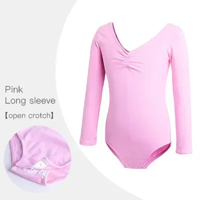 Girls Ballet Leotards Professional Gymnastics Leotard Dance Bodysuits Cotton Dance Leotards Long Sleeve Bodysuit for Dancing