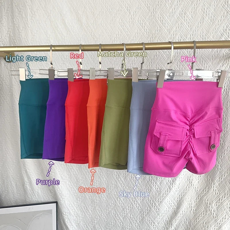 Women Yoga Shorts High Waist Workout Shorts Fitness Yoga Lift Butt Fitness Ladies Yoga Gym Running Short Pants Sportswear