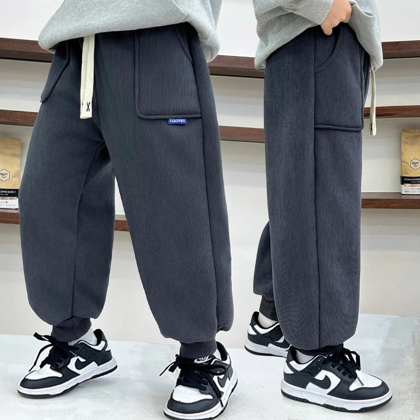 New Winter Thick Fleece Sweatpants for Girls Boys Casual Warm Sports Leisure Trousers Children 2-10 Years Autumn Wear