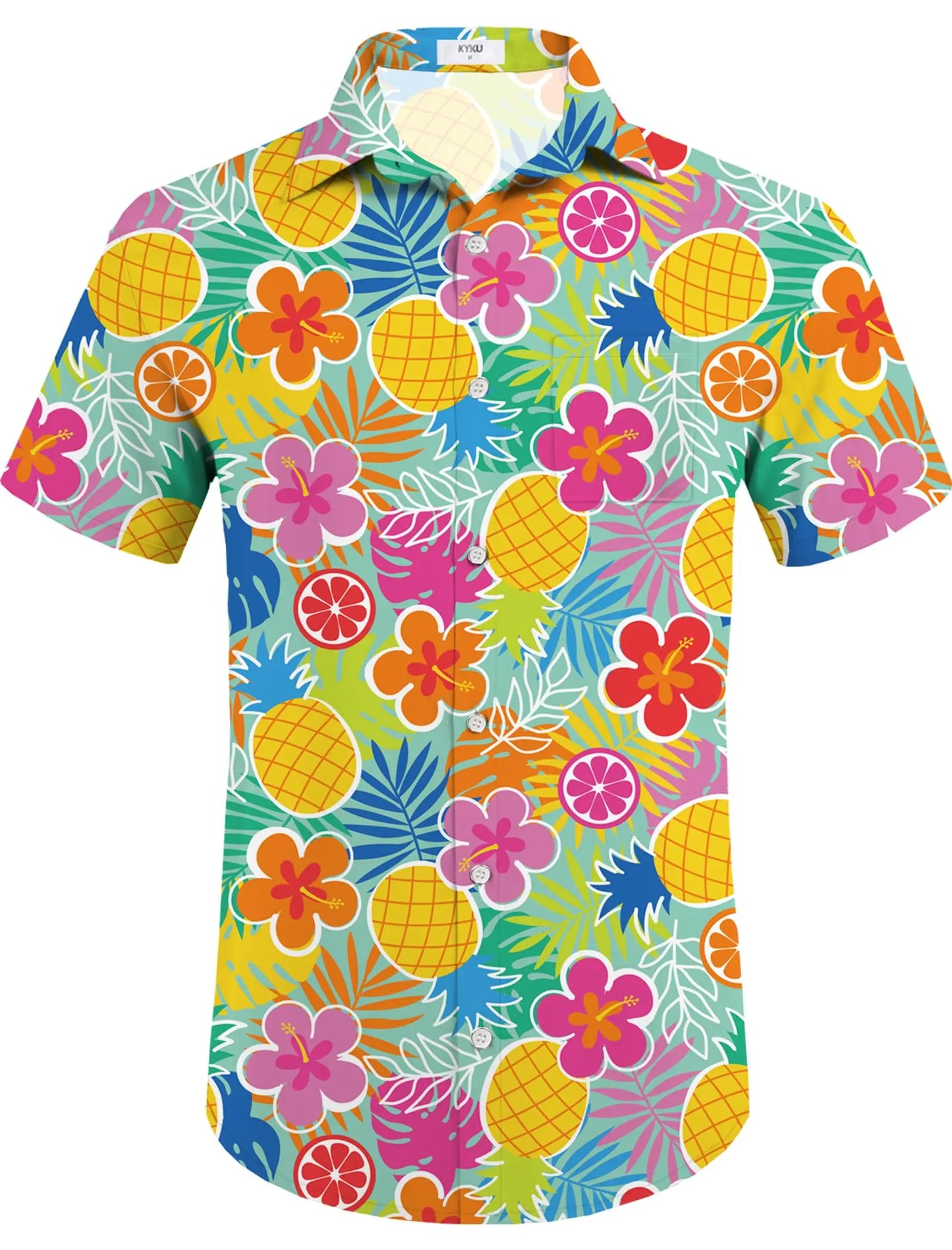 KYKU Mens Hawaiian Shirt and Short Set - Summer Short Sleeve Button Down Beach Shirts Tropical Vacation 2 Piece Outfits