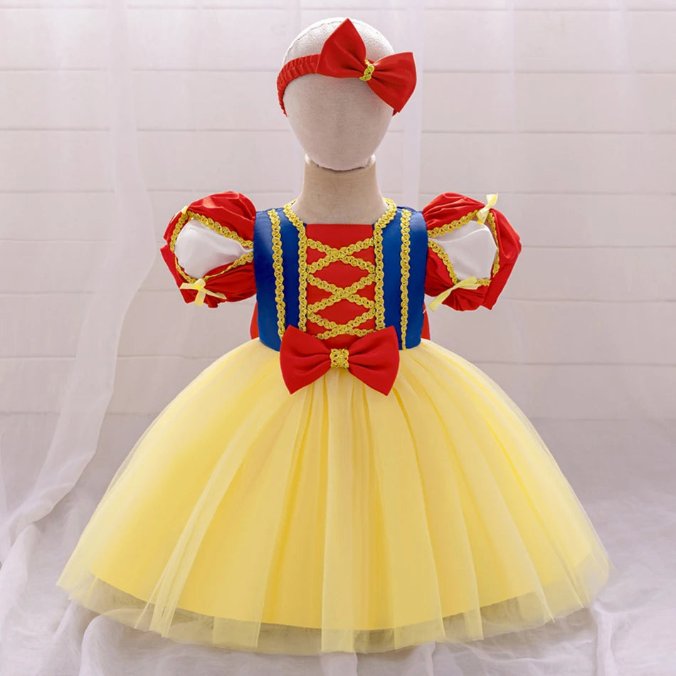 Snow White Rapunzel Sofia Purple Princess Dress Toddler Cosplay Halloween Carnival Party Mesh Gown Girls Birthday Bow Vestidos