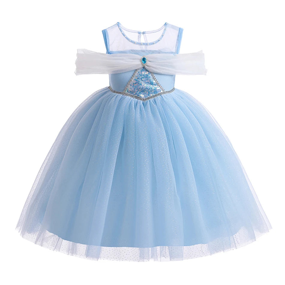 Elsa Summer Princess Dress Girls Cosplay Masquerade Party Vestidos Kids Birthday Clothes Children Carnival Halloween Gown