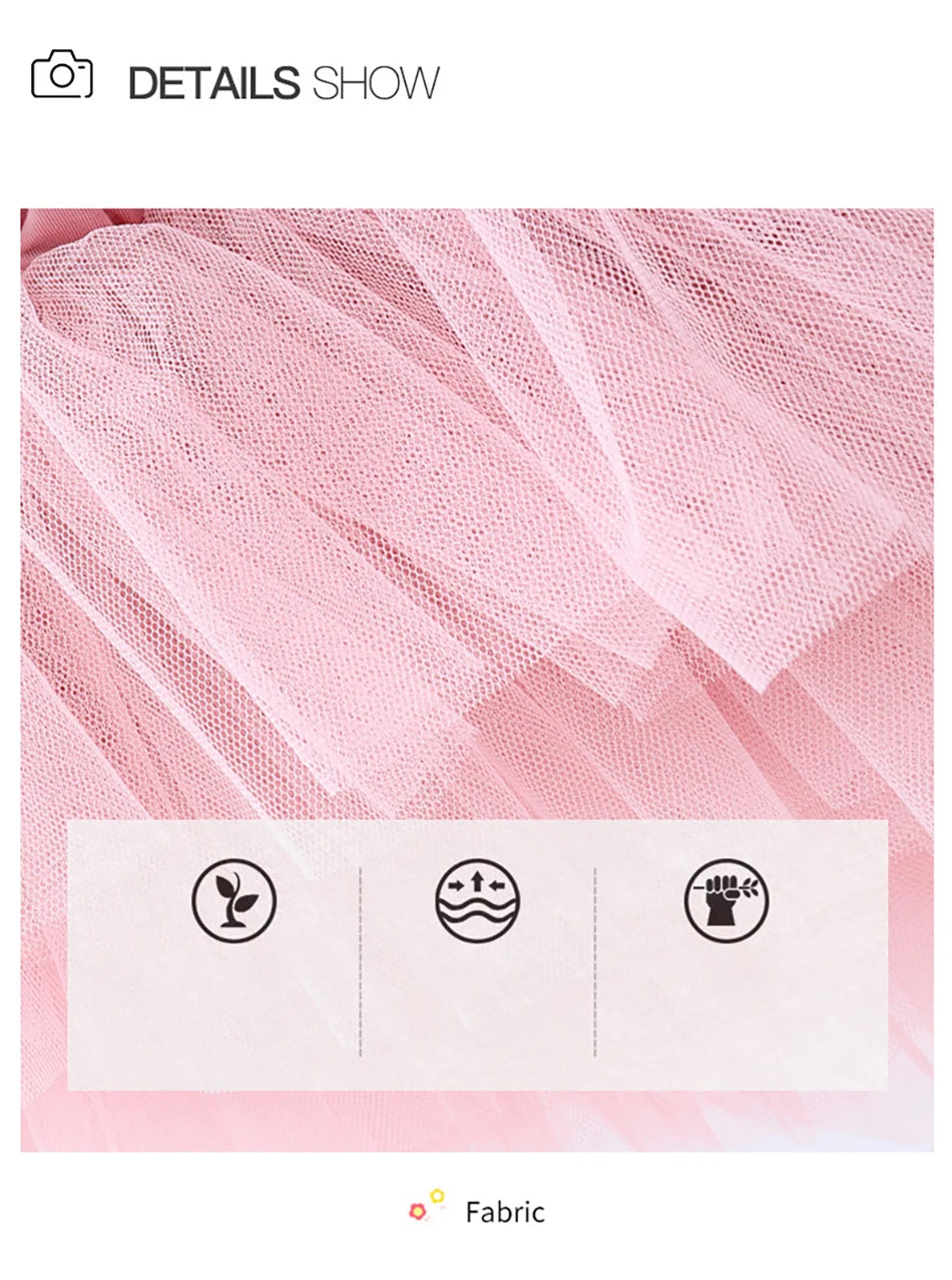 Girls 6-Layer Tulle Skirt Layered Tutu Skirt with Elastic Waist for Casual Party Wear Childrens Fashion Kids Girl Summer Dress