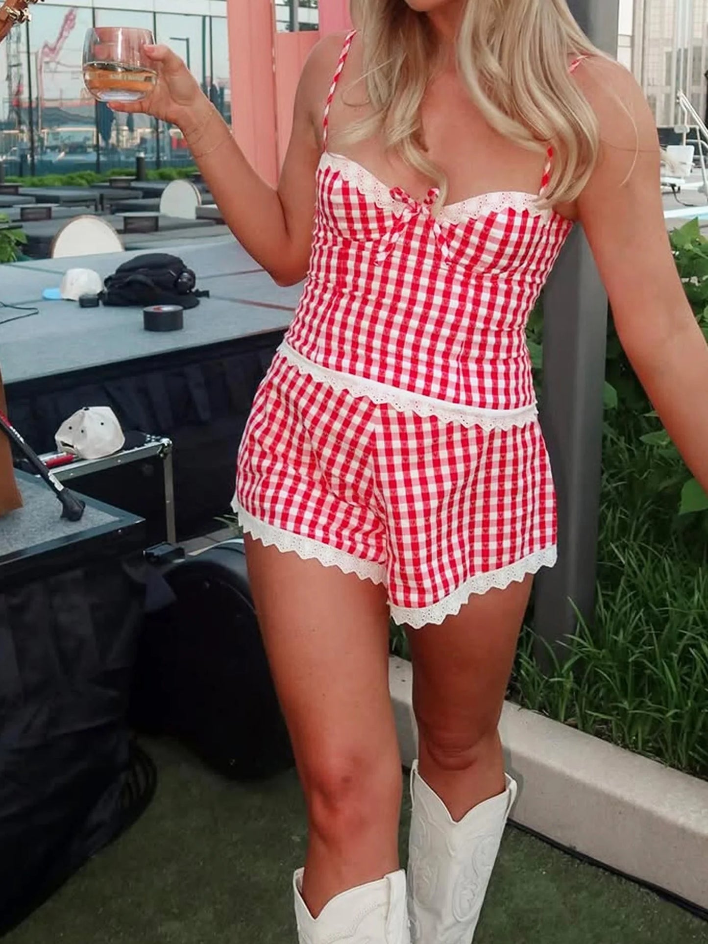 Women s 2 Piece Pajama Set with Floral Prints and Ruffle Details Sleeveless Top and Elastic Waist Shorts for Cozy Loungewear