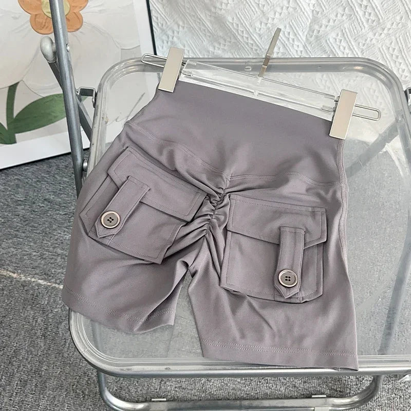 Women Yoga Shorts High Waist Workout Shorts Fitness Yoga Lift Butt Fitness Ladies Yoga Gym Running Short Pants Sportswear