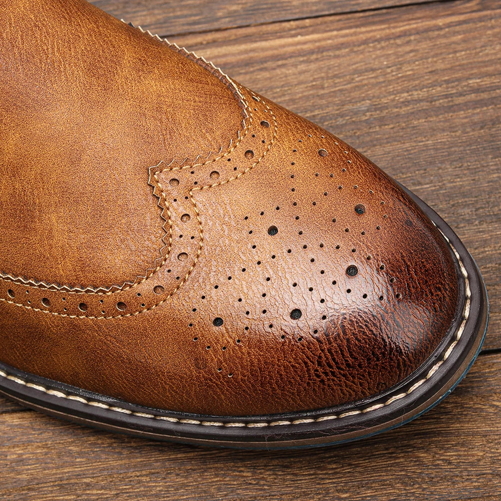 Brogue Chelsea Men Boots 2025 American style Comfortable Fashion Leather Boots