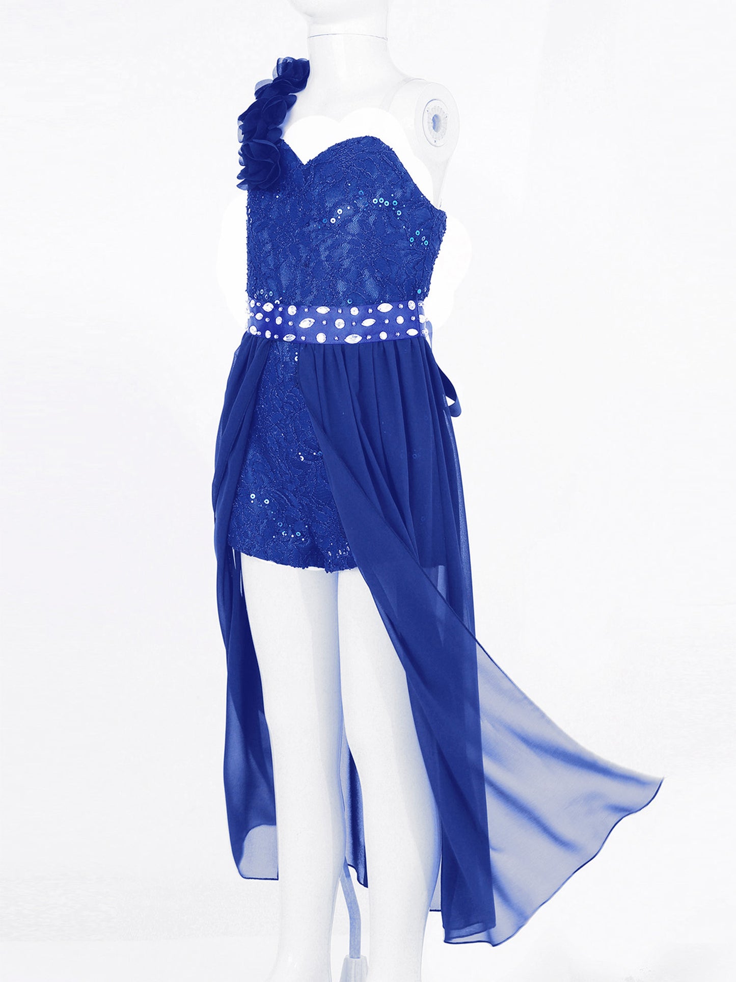 Children's Girls Maxi Romper Dress Sleeveless Floral Lace Rhinestone vestidos Kids Performance Dance Dress Girls Summer Dress