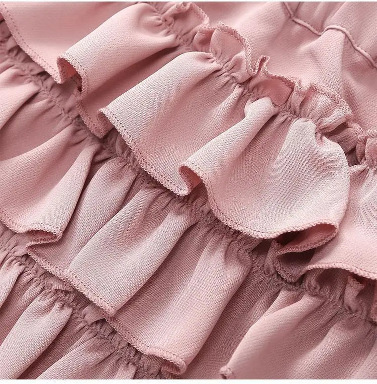 Summer Baby Girls Cake Skirts Solid Elastic Waist Children Girl Pleated Skirts High Quality Preppy Style Junior Girl Dance Skirt