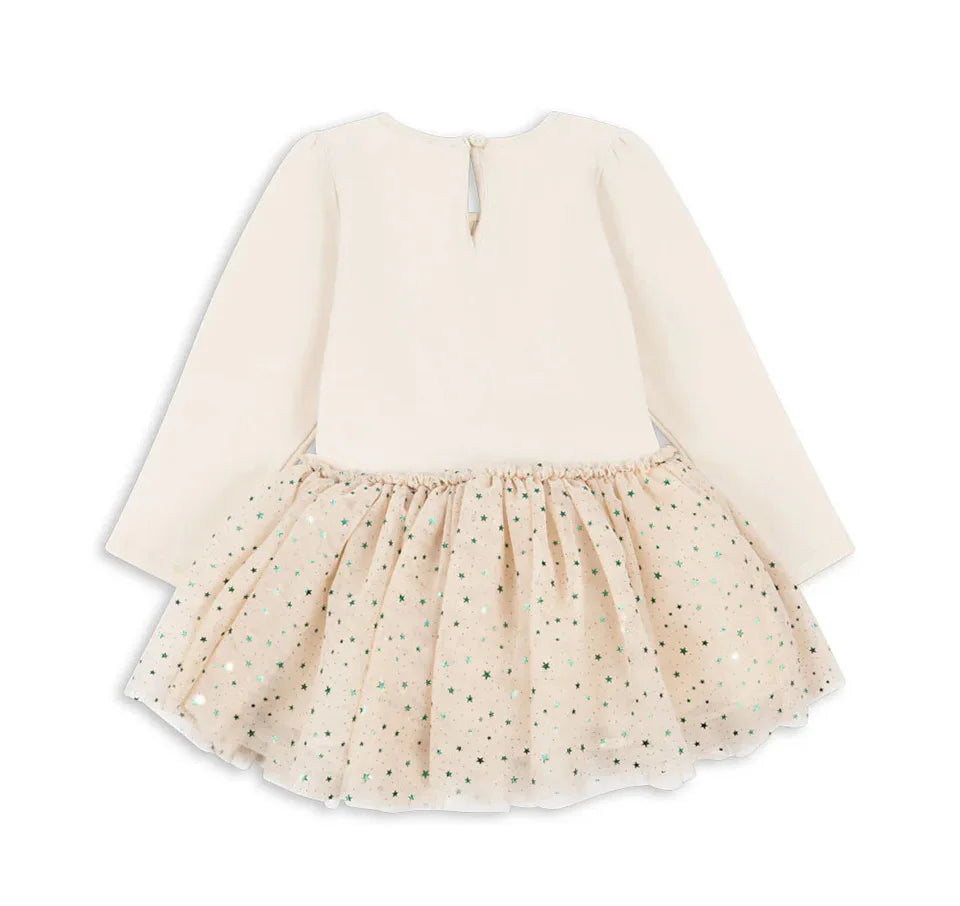 2024 KS Baby Girls Star Sequins Dress Kids Clothes Girls Mesh Princess Dresses Children Casual Skirts Christmas Party Vestidos