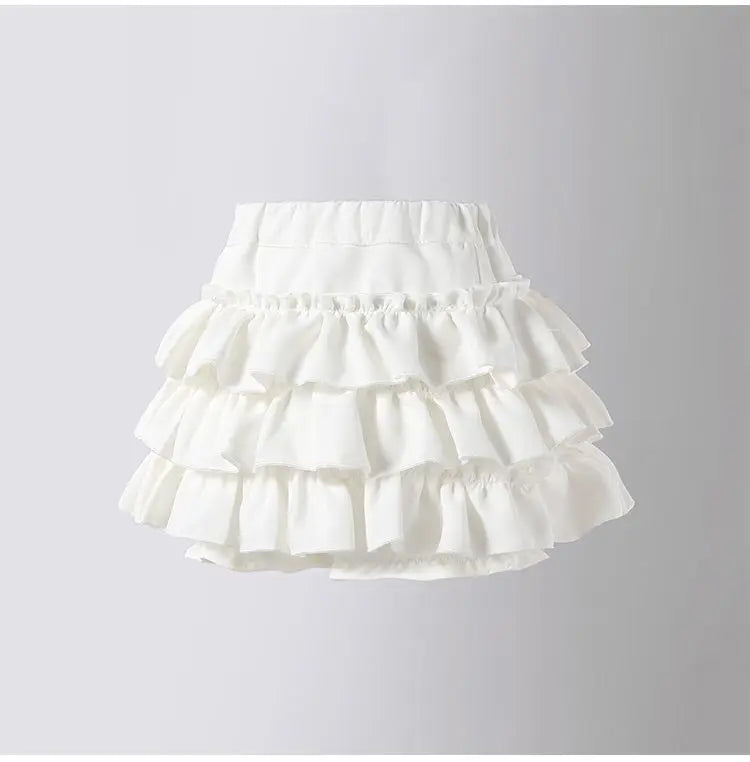 Summer Baby Girls Cake Skirts Solid Elastic Waist Children Girl Pleated Skirts High Quality Preppy Style Junior Girl Dance Skirt