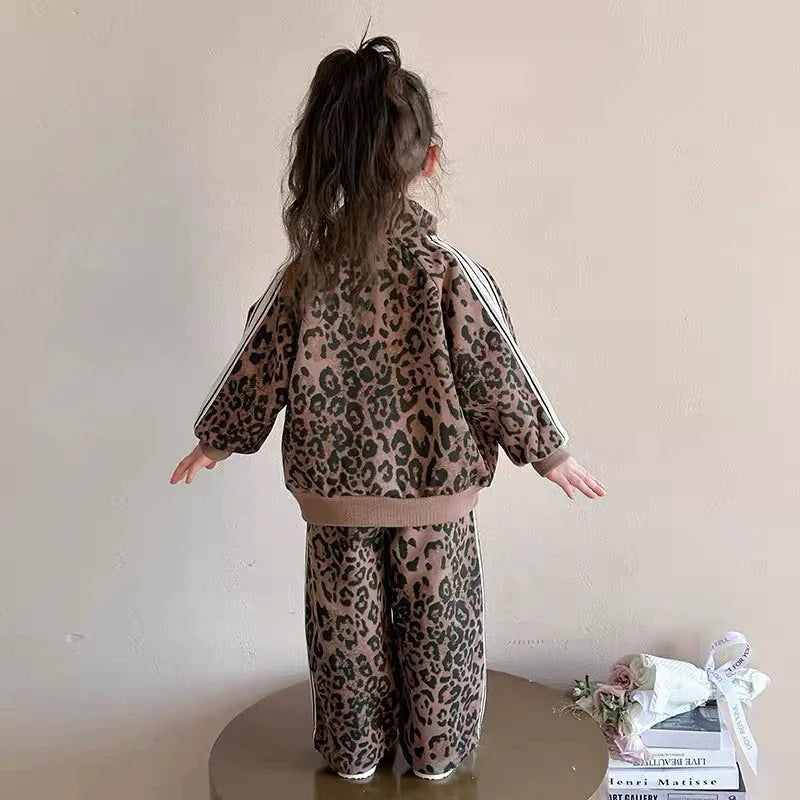 Autumn Girls Sets Children's Warm Suit Kids Zipped Long-Sleeved Coat Trousers 2Pcs New Boys Fashion Outfit Baby Casual Clothes