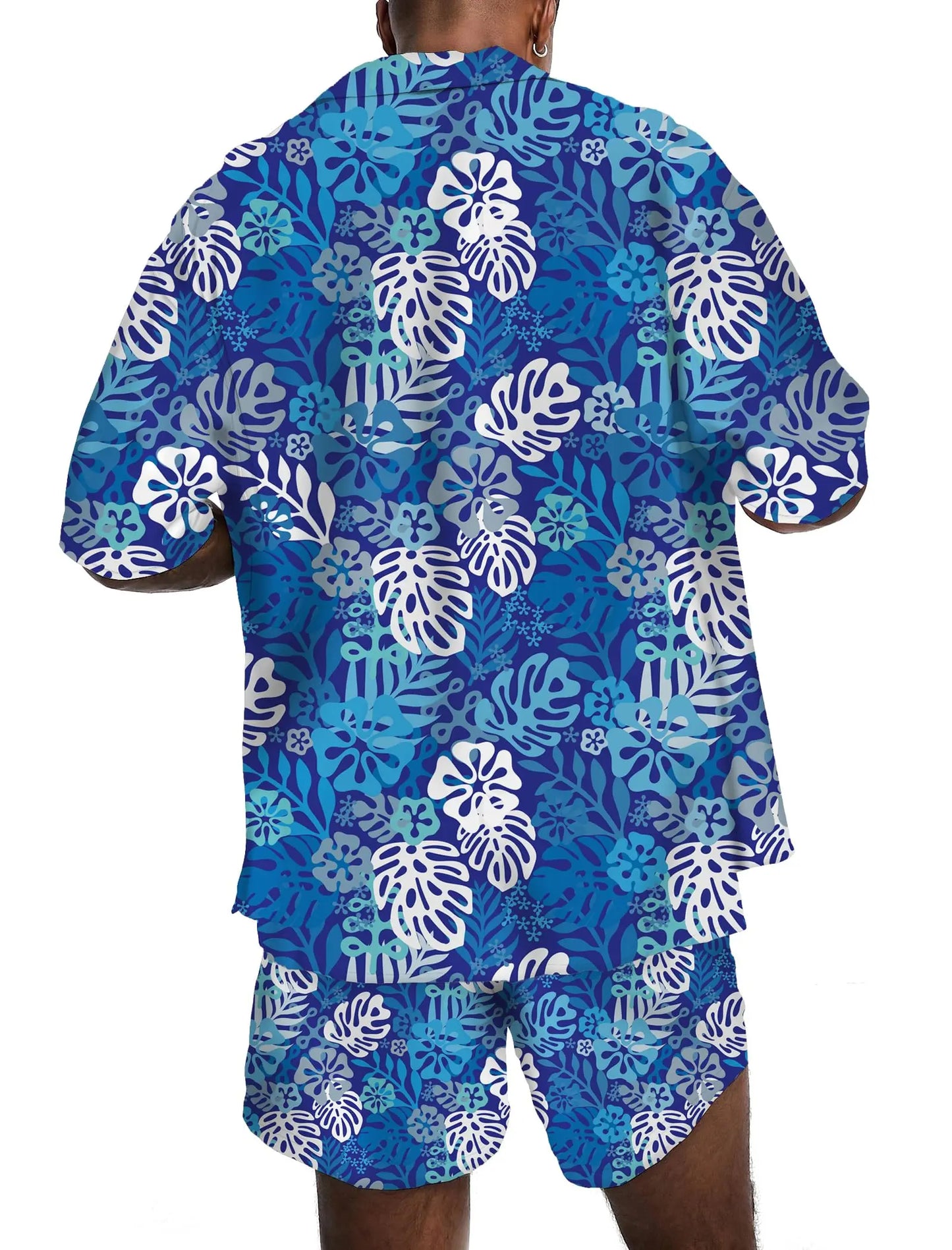 KYKU Mens Hawaiian Shirt and Short Set - Summer Short Sleeve Button Down Beach Shirts Tropical Vacation 2 Piece Outfits