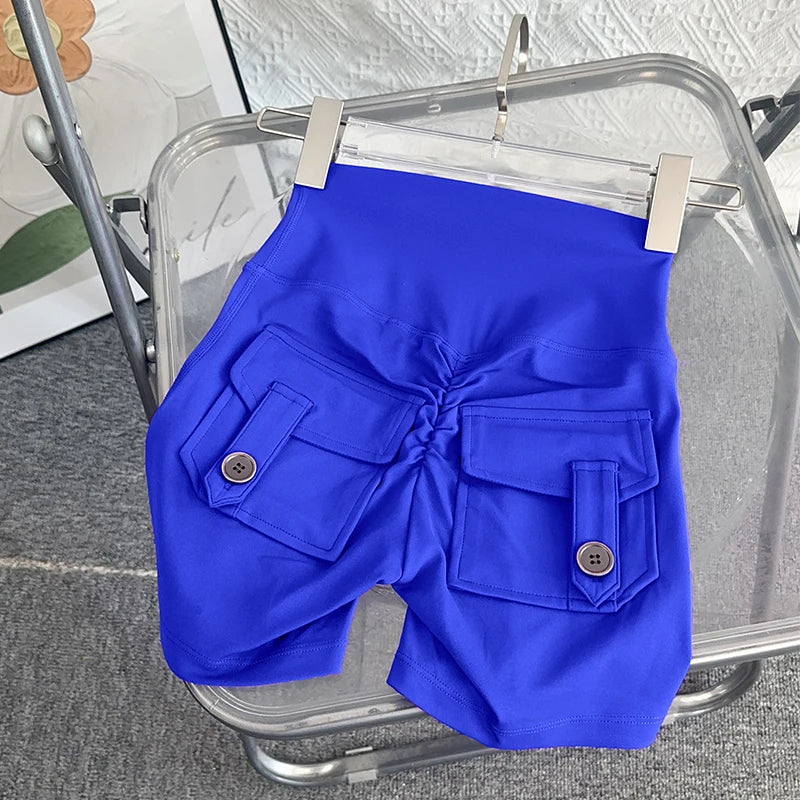 Women Yoga Shorts High Waist Workout Shorts Fitness Yoga Lift Butt Fitness Ladies Yoga Gym Running Short Pants Sportswear