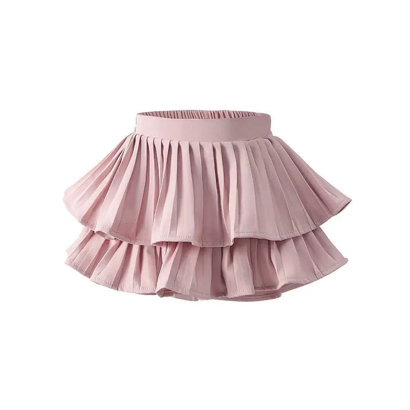 Summer Baby Girls Cake Skirts Solid Elastic Waist Children Girl Pleated Skirts High Quality Preppy Style Junior Girl Dance Skirt