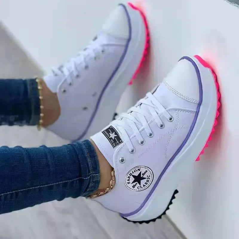 Spring New Low-Top Women's Canvas Shoes Thick Sole Plus Size Women's Shoes Comfortable Breathable Slip-On Casual Shoes