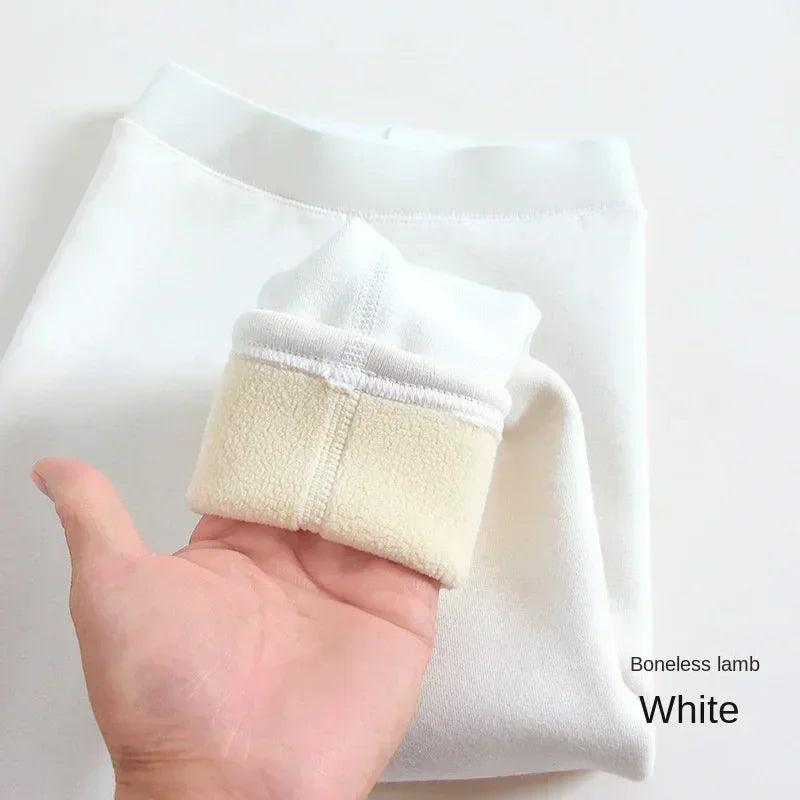 Girls Leggings Boneless Fleece Thickened Autumn Winter Fleece Pants Children's Leggings Winter Solid Color Trousers Outer Wear