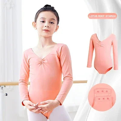 Girls Ballet Leotards Professional Gymnastics Leotard Dance Bodysuits Cotton Dance Leotards Long Sleeve Bodysuit for Dancing