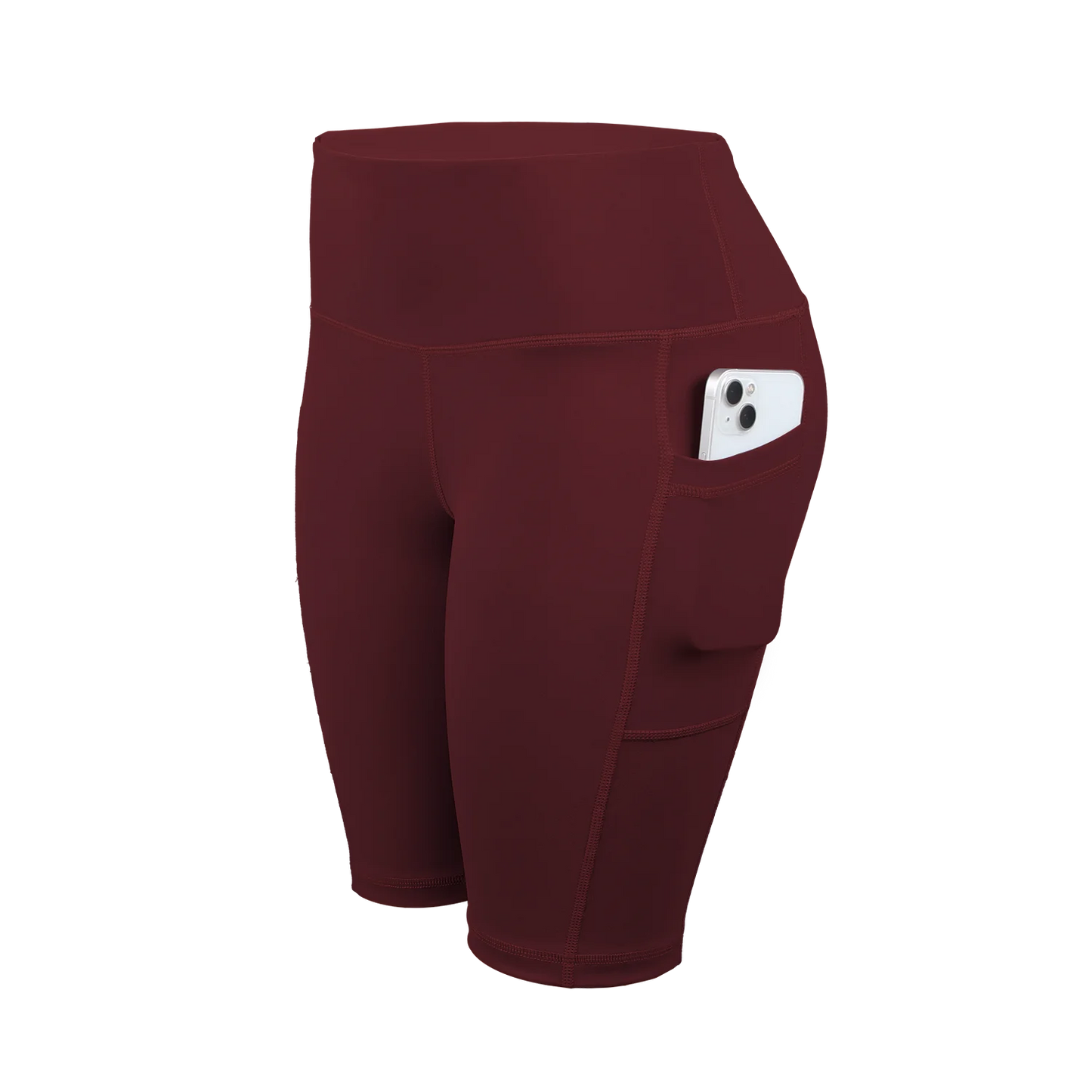 CHRLEISURE Women Solid Yoga Shorts with 3 Pockets High Waist Butt Lifting Workout Tights Gym Elastic Cycling Shorts Activewear