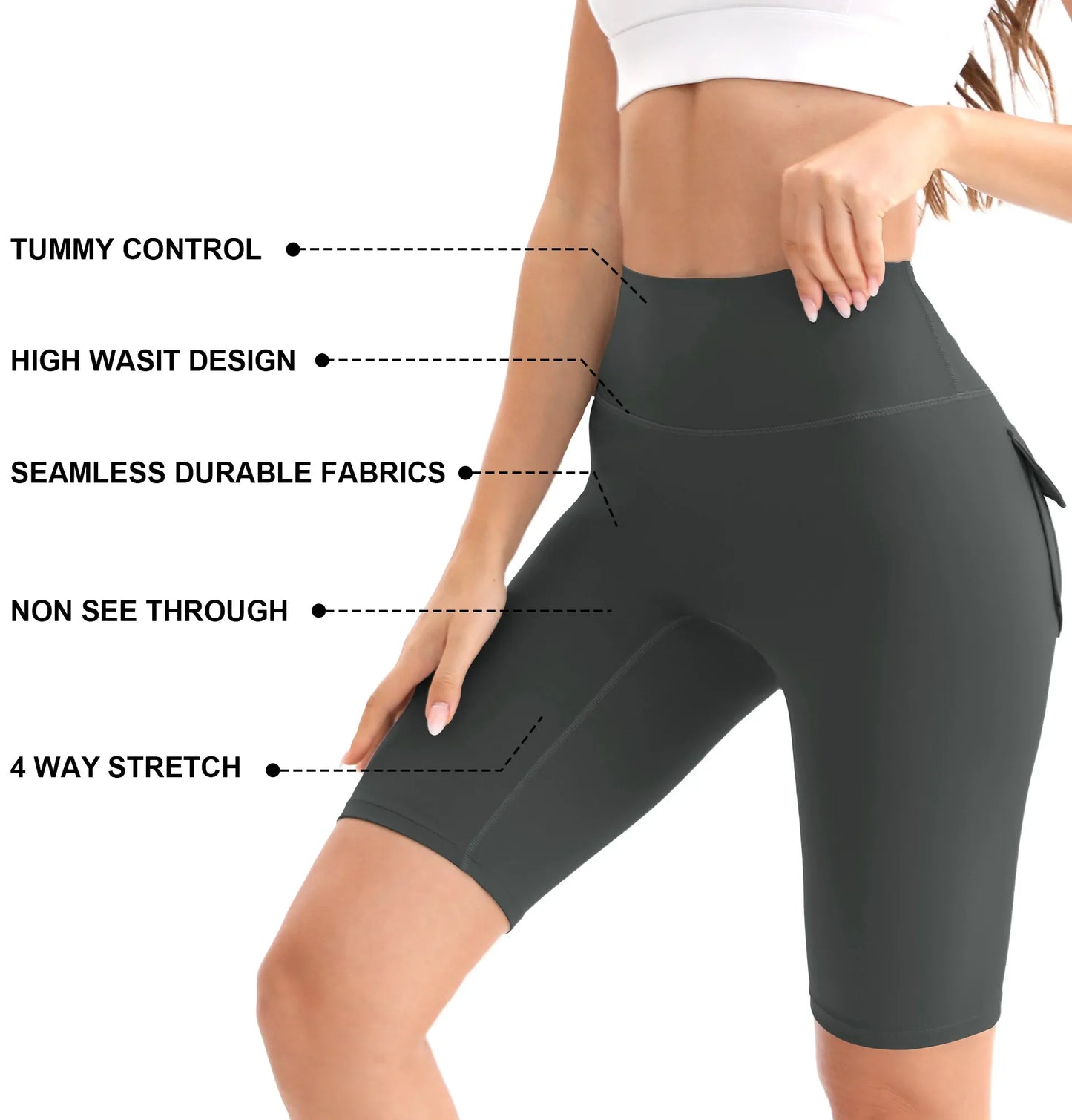 3pcs Women'S High-waisted Gym Shorts With Pockets, Super Soft Tummy Control No See Through Workout Running Yoga Athletic Shorts