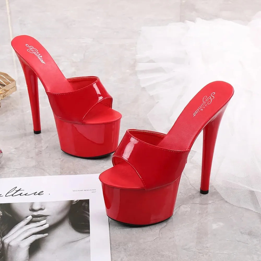 MCLUBGIRL 【Send from US Inc Taxs】181-Series Clear PVC 17cm High Heeled Sandals Women, Stiletto Fashion Show, Club, Nightlife Sho