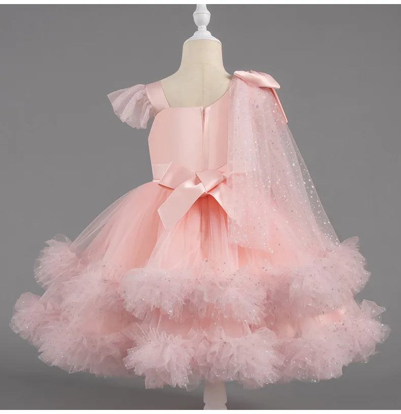 Fashion Solid Color Girl Princess Dress Lace Sleeveless Bow Dress for Girls Summer New Kids Girls Party Dresses 1-9 Years