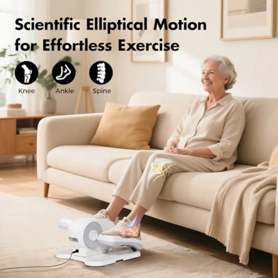 Under Desk Elliptical Machine Leg Exerciser for Senior with Remote Control Portable Quiet Pedal Exerciser in Black with 12 Adju