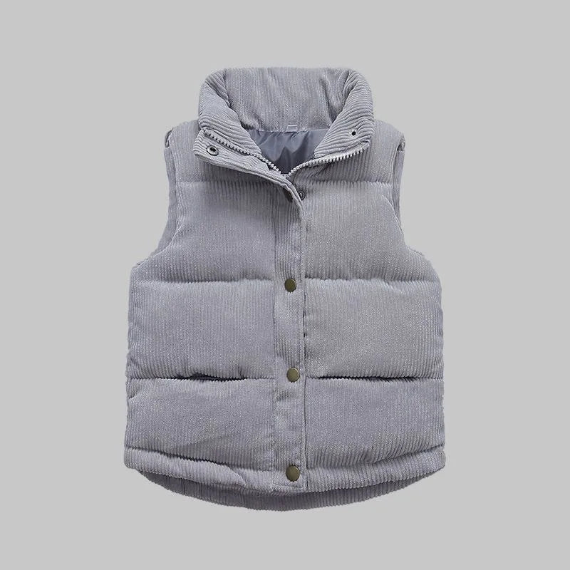 Autumn Winter Boys Girls Cotton Vest Jacket Solid Thick Corduroy Waistcoat For 2-10 Years Kids Birthday Present Child Outwear
