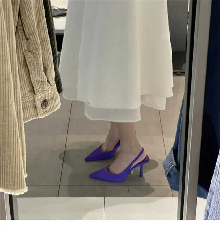 Oulylan High heeled Sandals  Women's Shoes Fashion Pumps Pointed Toe High Heels Shallow Women's Sandals Shoes for Women