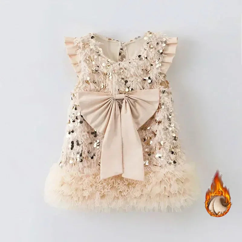 Baby Girls TUTU Dress Kids Children Vest Dress Bow Sequins Sleeveless Casual Dresses Spring Autumn Clothes 2-6 Years  L392/L429