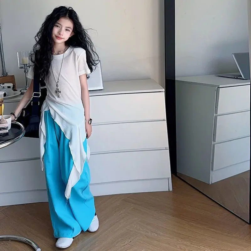 Child Girl Set Female Clothes 2025 Summer Kids Girls 8 10 Years Junior Top Bottom Clothing Sets Korean Children's Elementary 12