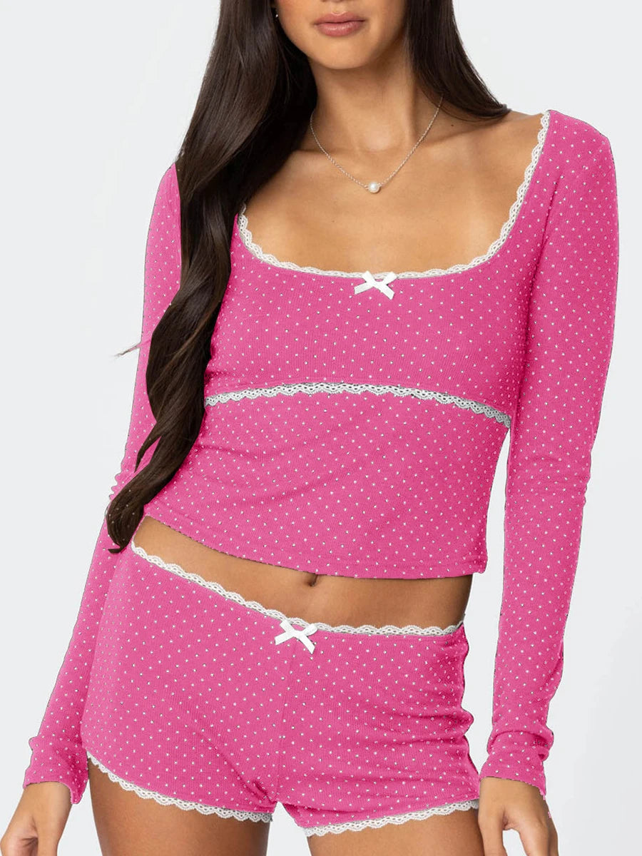 Women s 2PCS Lounge Set Short Sleeve V-Neck Floral Print Blouse and Pants Pajama Set Casual Sleepwear Outfit