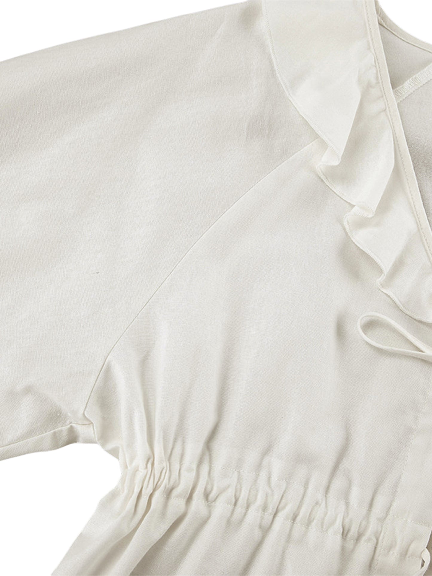 Women 2 Piece Outfits Ruffle Loose Tie Front Long Sleeve Shirt and Casual Elastic Shorts Club Streetwear Summer Clothes