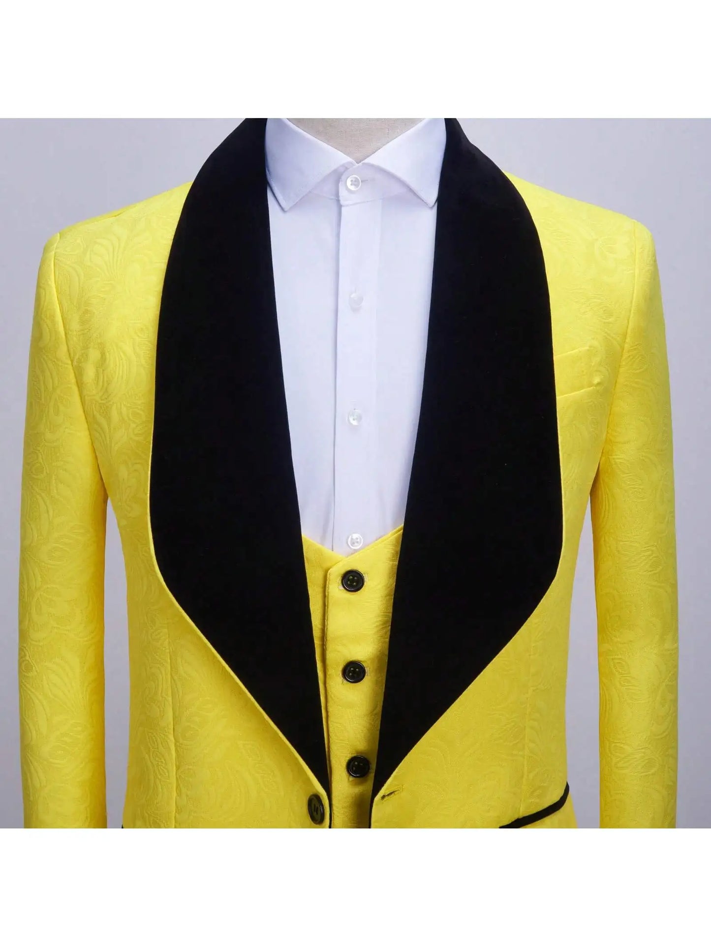 Mens 3 Piece Floral Tuxedo, Jacquard Slim Suit Set, Paisley Blazer Vest And Pants For Prom Wedding