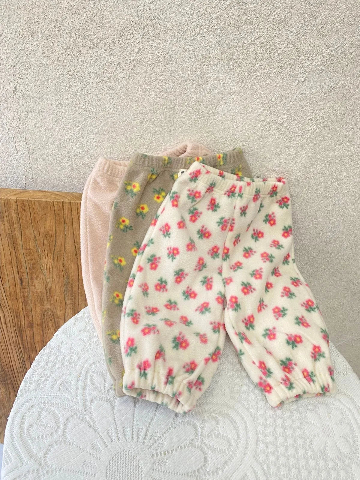 High Collar Floral Shirts Set For Baby Boy And Girl Thick Cotton Tops And Pants Monochrome Plus Velvet Warm For Kids Autumn